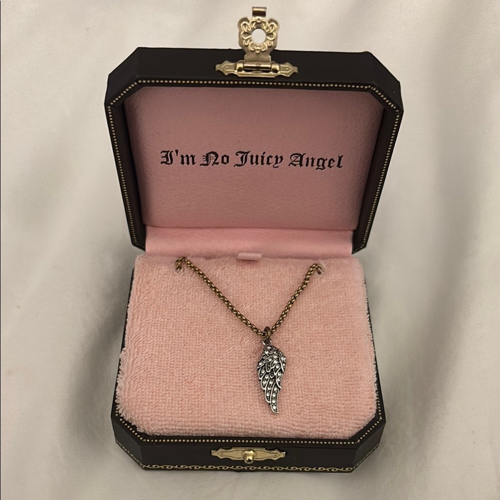 Juicy Couture Angel Wing Pave Pendant Necklace